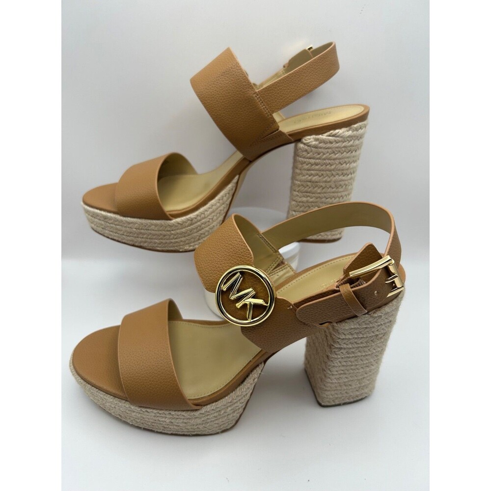 MICHAEL Michael Kors Women's Platform Espadrille Sandals Tan Size 10M